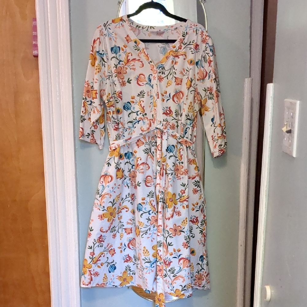 Croft & Barrow White Floral Dress - Petite XXL